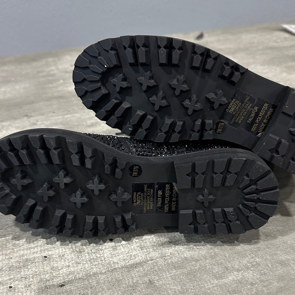 Jessica Simpson Black Sparkle Lace Up Boots - Picture 5 of 5